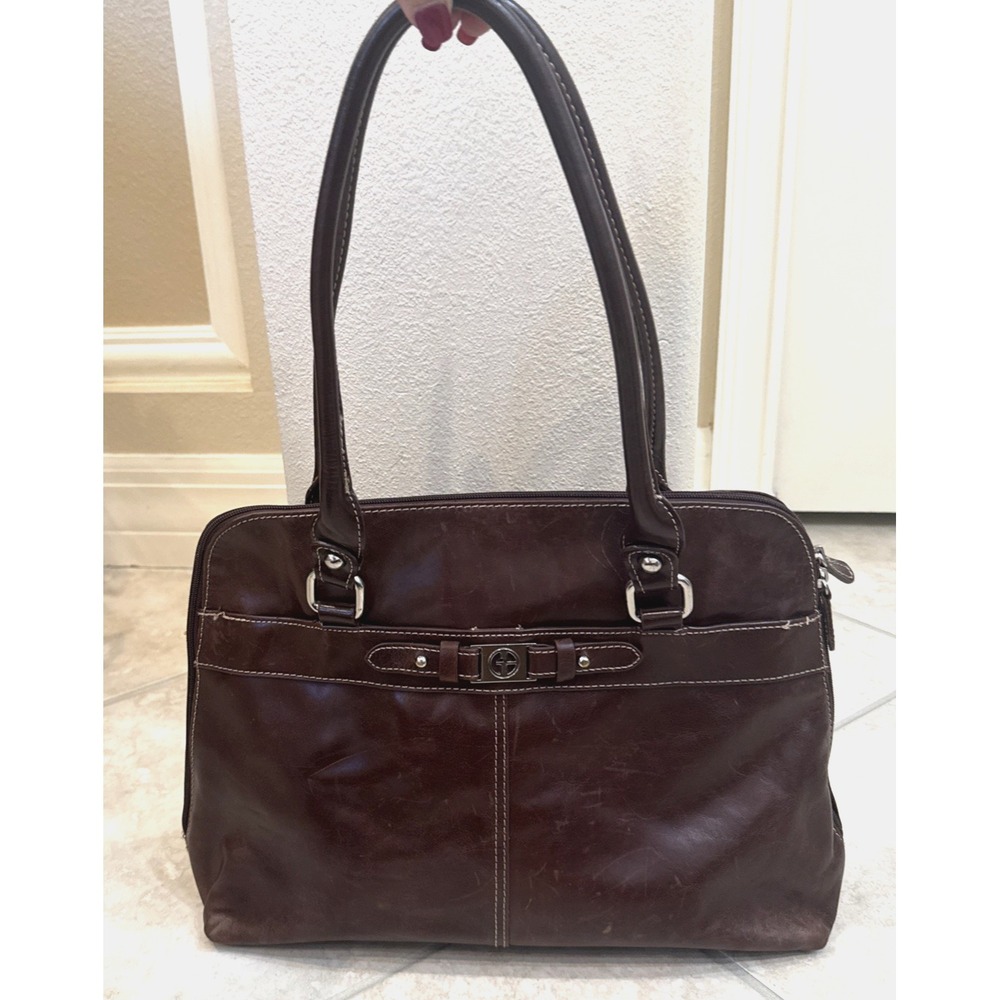 Giani Bernini Business Tote Laptop Shoulder Bag Purse Distressed faux Leather